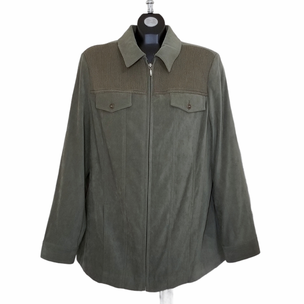 Allison Daley Olive Green Zip Up Jacket Size 16 W